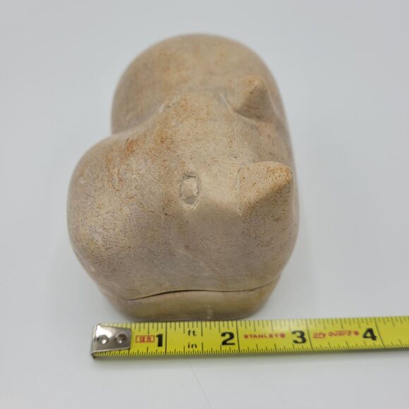 Hippo Carved Soapstone Trinket Box 5" Long - Picture 13 of 15